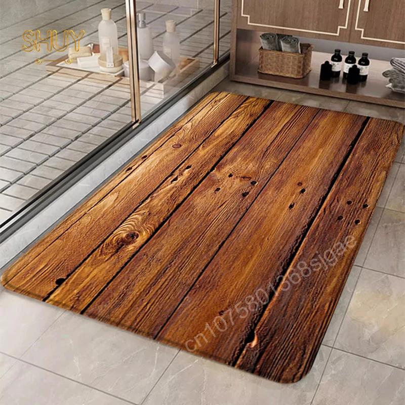 Fußmatte mit Holzmaserung, Badezimmerteppich, Kücheneingang, rutschfest, Wohnzimmersofa, dekorative Fußmatten für Zuhause, Kinderkriechteppich 40X60cm-16x24in