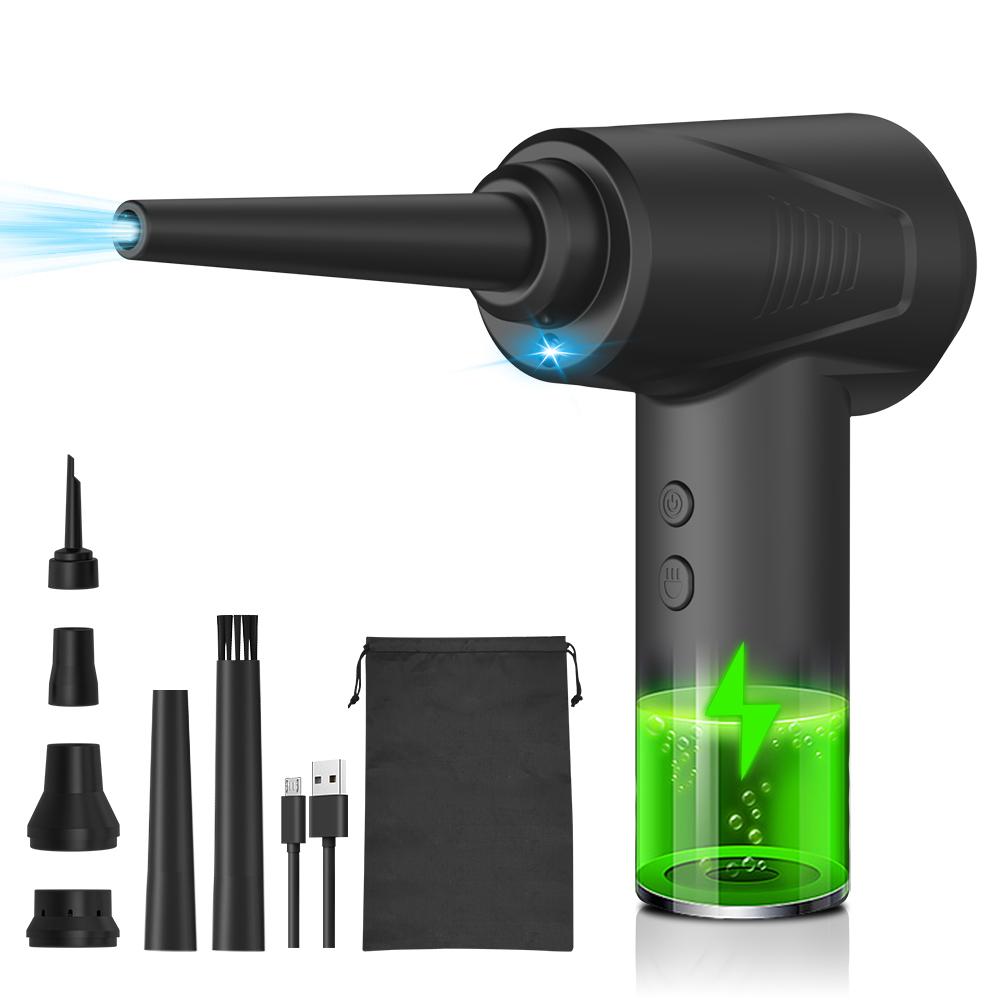 Air Duster Inflator Vakuumpumpe 3-IN-1 mit Licht 3 Gang einstellbar 50000 U/min wiederaufladbar kabellos schwarz