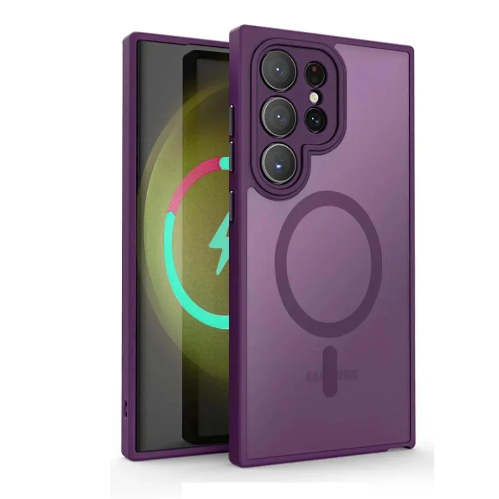 Magnetische Luxus-Matte Handyhülle Für Samsung Galaxy S25 S24 S23 Ultra Plus S24 FE Linsenschutz Kabelloses Laden Stoßfeste Hülle For Galaxy S24