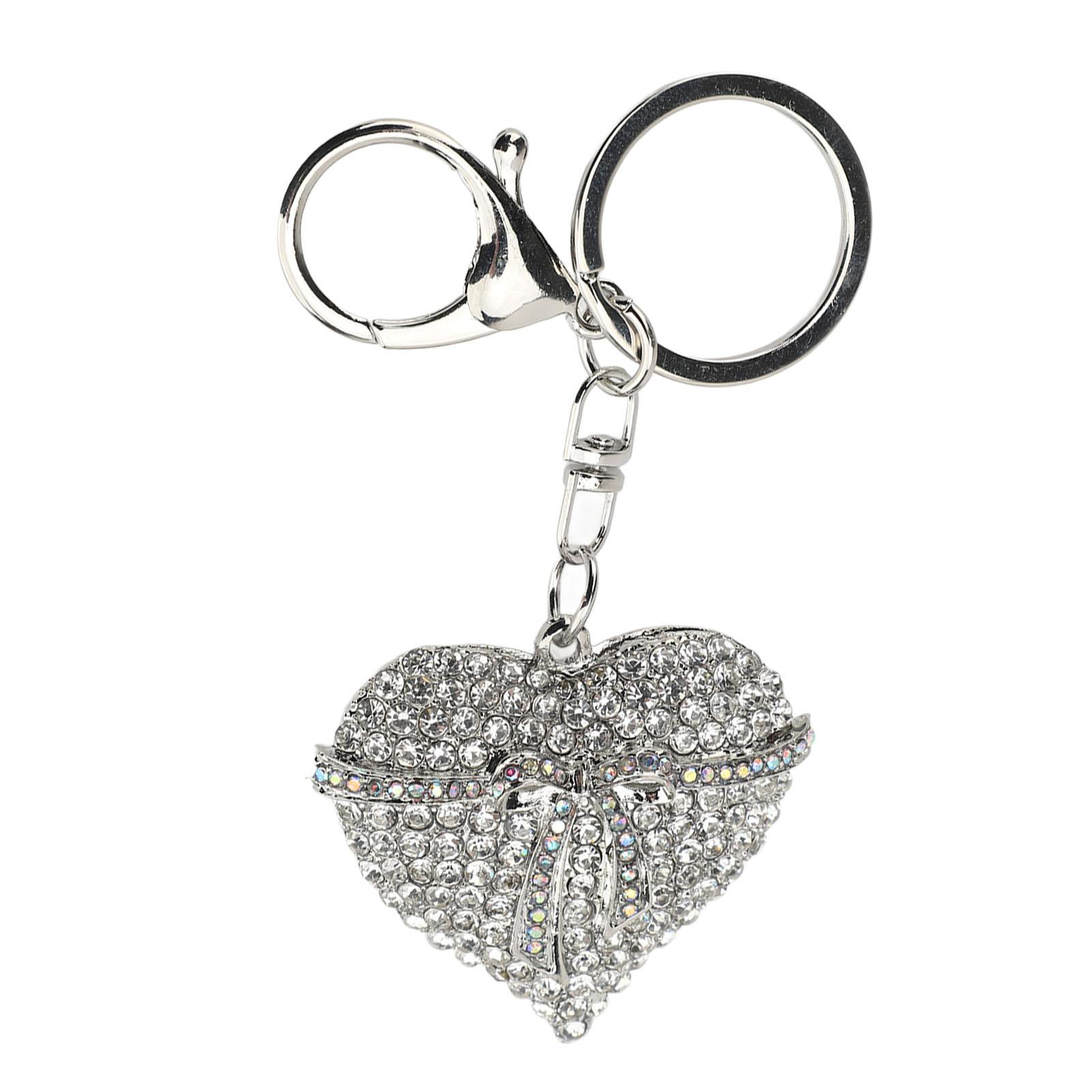 Strassstein Herzförmiger Schlüsselanhänger Zinklegierung Niedliche Bling Geldbörsen Dekoration Schlüsselanhänger für Handtasche Farbe