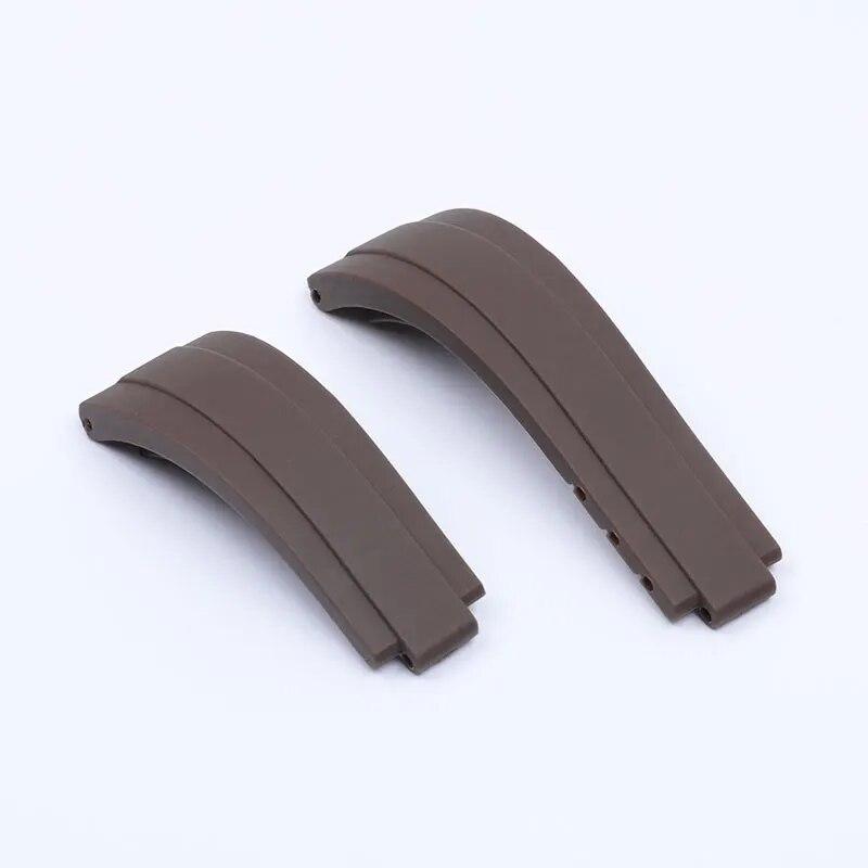 20 mm verstellbares Uhrenarmband für Rolex-Armband für DAYTONA SUBMARINER GMT Yacht-Master OYSTERFLEX Glidelock-Gummi-Uhrenarmband Logo & No Buckle-20mm braun