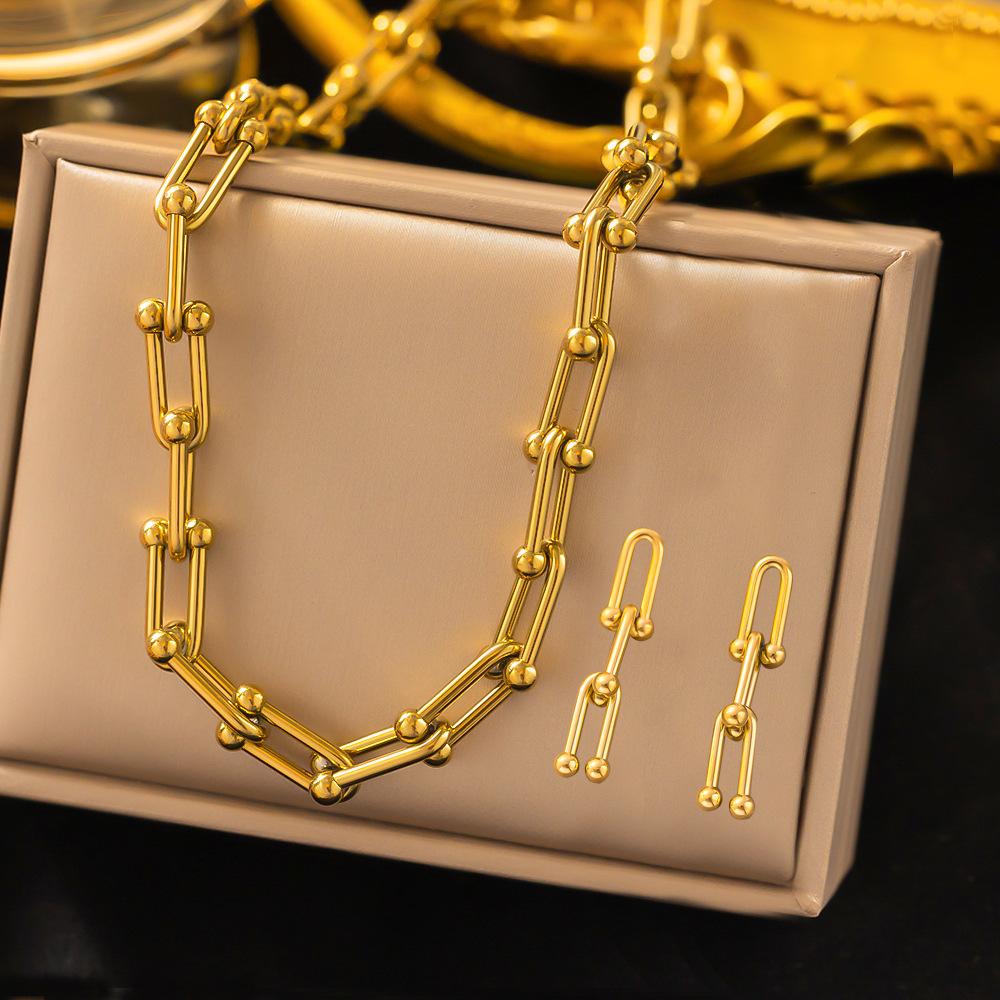 Halskette Ohrringe Schmuckset Premium Titan Stahl Ohrringe Damen Schmuckset