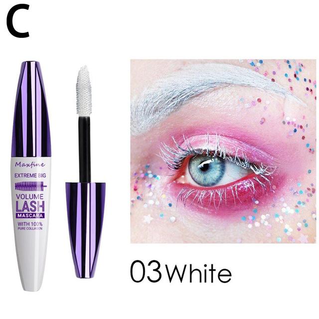 5D Seide Faser Mascara Lash Farbe Mascara Wasserdicht Rimel 3D Mascara Wimpern Verlängerung Dicken Verlängerung Wimpern Kosmetik 03 weiß