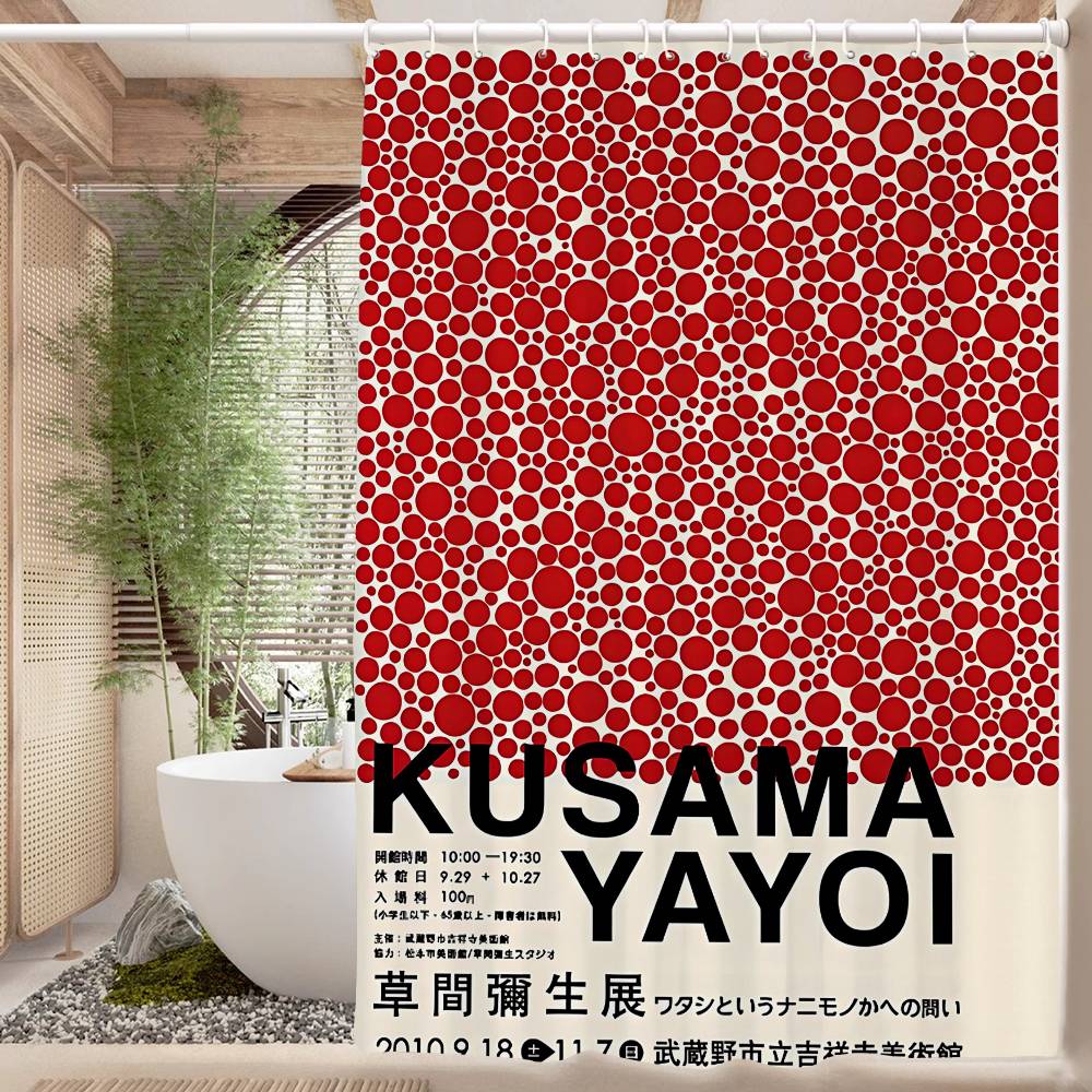 Yayoi Kusama Kunst Badezimmer Duschvorhang Abschirmende Trennwand Duschvorhang Schnelltrocknend Abwischbar Leicht Lichtundurchlässig Bad 90x180 cm