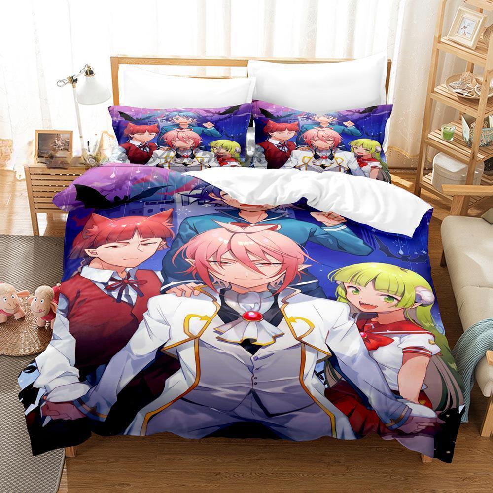 Anime Willkommen in der Dämonenschule! Iruma-kun Bettwäsche-Set, Einzelbett, Doppelbett, Queen-Size-Bett, King-Size-Bett, Bettbezug-Set für Erwachsene und Kinder EU Twin 135x200cm