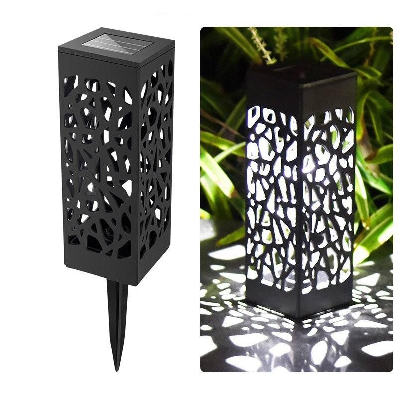 Solar-Rasenlampe, wasserdichte hohle LED-Gartenhoflampe für den Außenbereich, Solar-Erdlampe, Bodenstecklampe, Schattenlampe, Projektionslampe B