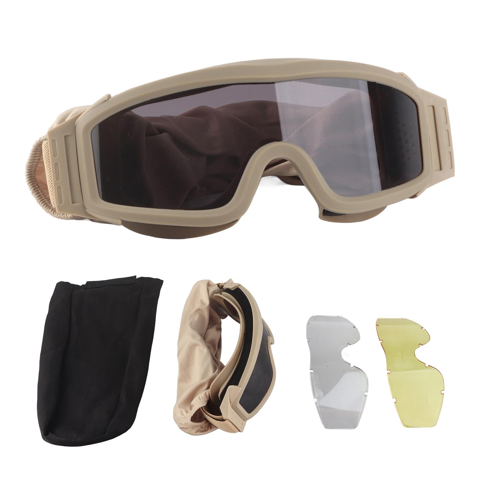 Desert Locust Goggles Desert Locust Brille, winddicht, sanddicht, Outdoor-Brille mit 2 Linsen, Khaki