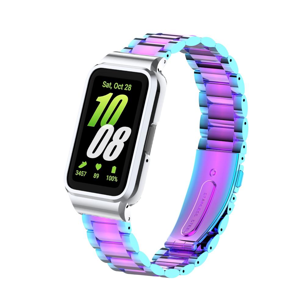 Armband + Hülle für Samsung Galaxy Fit 3 SmartWatch Zubehör für Samsung Galaxy Fit 3 Metallarmband Schutzhülle Abdeckung Rahmen For Samsung Galaxy Fit 3 bunt