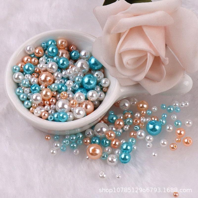 150–200 Stück bunte ABS-Imitationsperlen, Mix 3–8 mm runde Perlen mit Löchern, DIY-Armband, Charms, Halskette, Perlen für die Schmuckherstellung