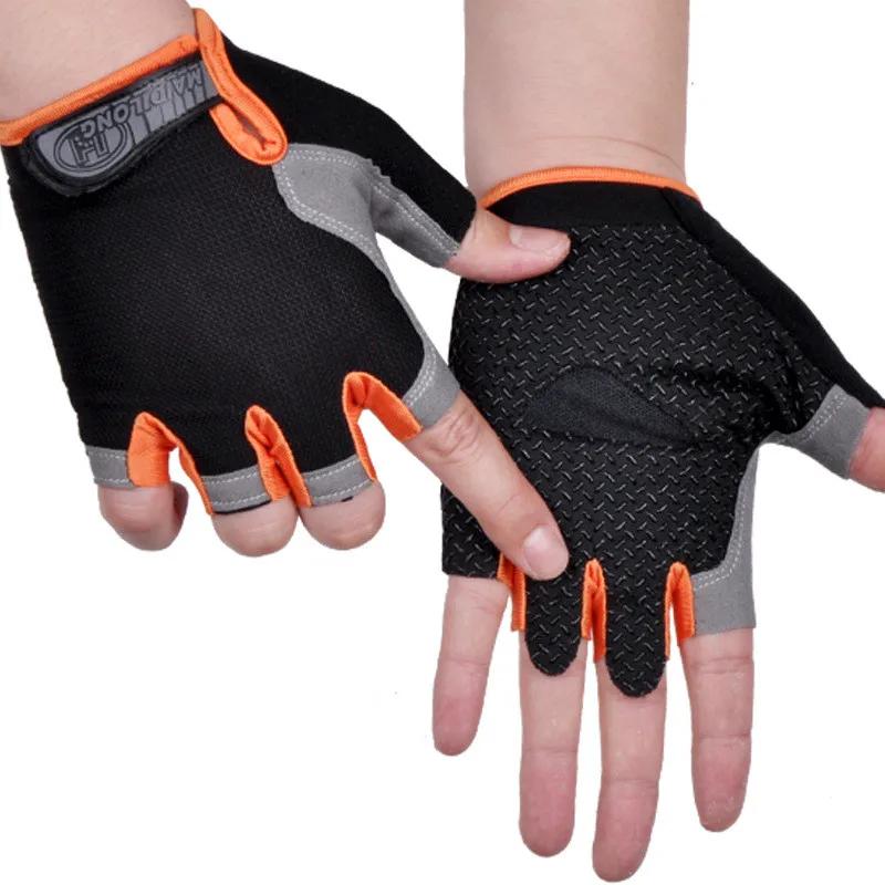 Fitnesshandschuhe für Damen und Herren, für Gewichtheben, Hanteln, Fitness, Sport, Training, Übung, rutschfest, atmungsaktiv, fingerlose Fahrradhandschuhe XL orange