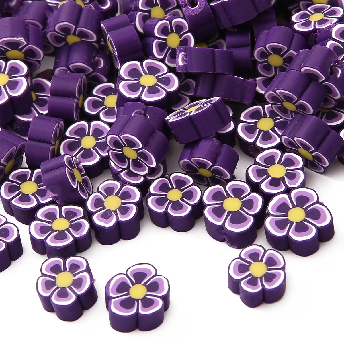 30 teile/beutel 10mm Blume Form Ton Spacer Perlen Polymer Clay Perlen Für DIY Schmuck Machen Armband Halskette Handgemachte Accessoires violett