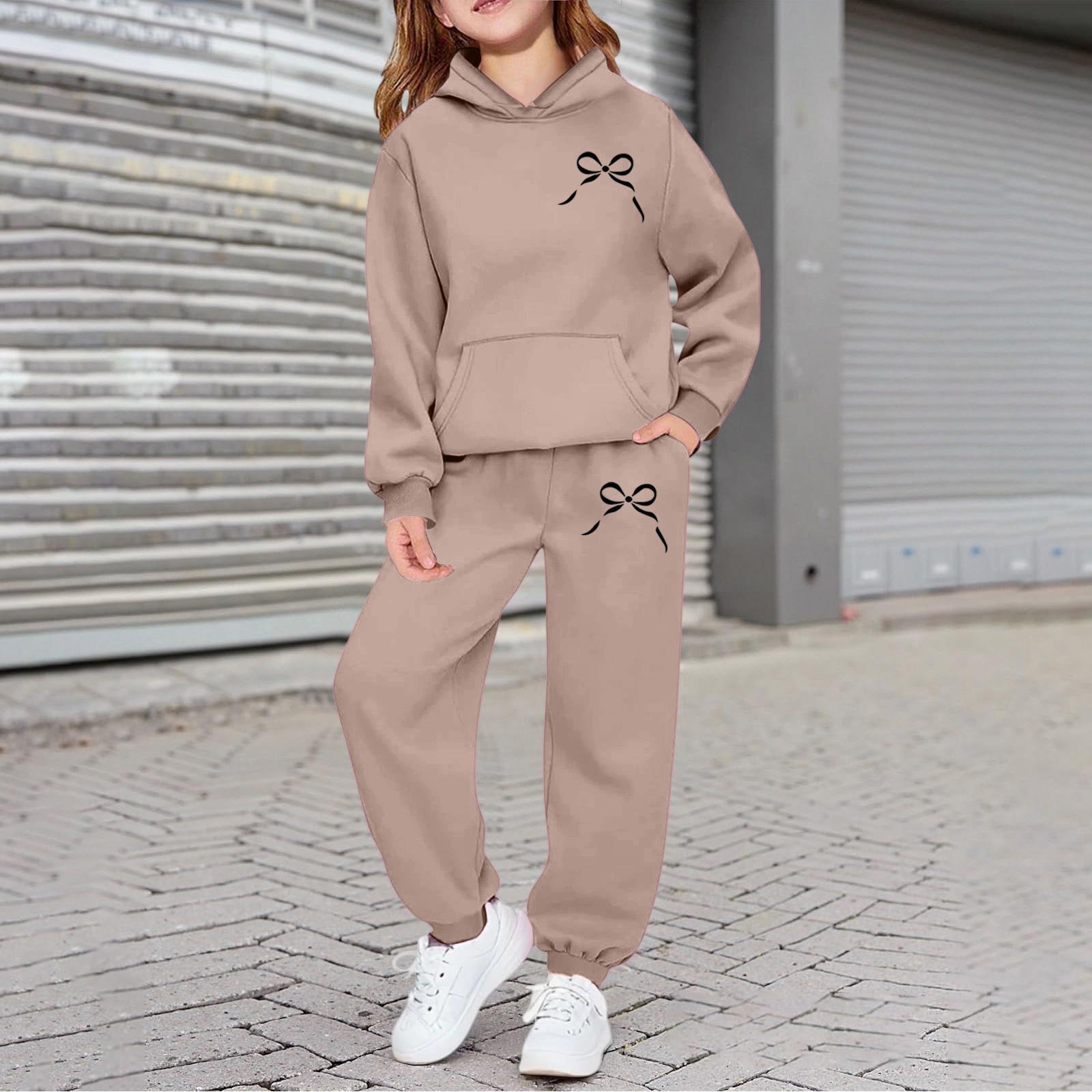 Jungen Mädchen Trainingsanzug Kleidung Kapuzenpullover Jogginghose Trainingsanzug Set Mode Outfit 130 khaki