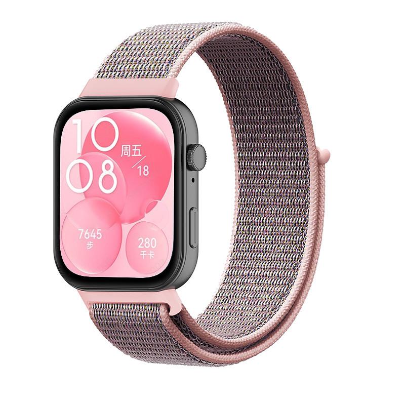 Armband für HUAWEI WATCH FIT 3 Zubehör Nylon Loop Smart Watch Ersatzgürtel Armband Sportarmband für Huawei Fit3 Band Huawei Fit 3 rosa
