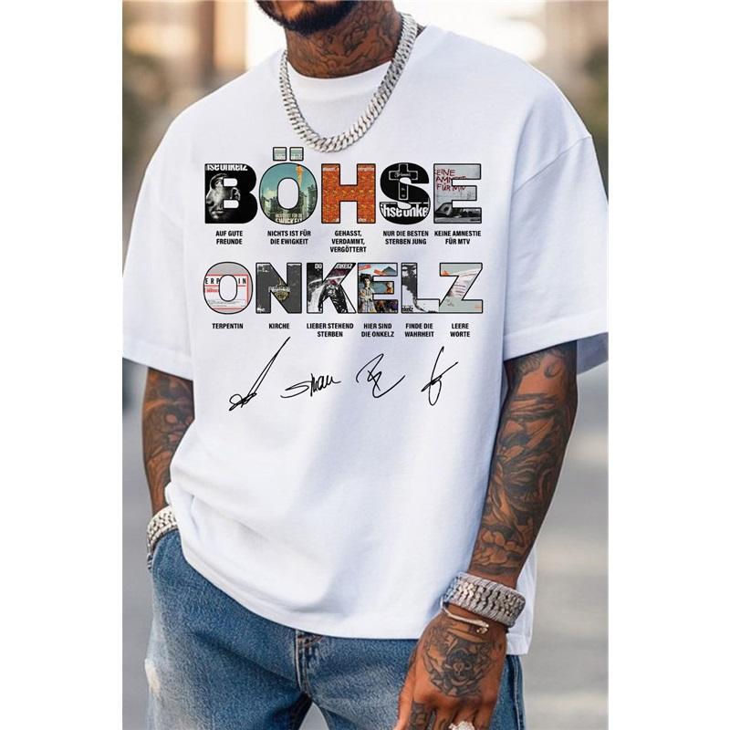 Band Böhse Onkelz Global Tour Mercah T-Shirt Deutsche Heavy Metal Band Tee Oversized Y2k Lässig Baumwolle Locker Herren Damen T-Shirts Weiblich Männlich Kleidung M orange
