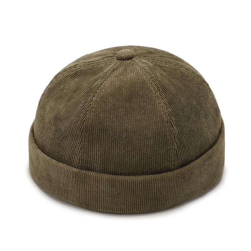 Sommer Vintage Baumwolle Schirmlose Skull Cap Beanie Mütze Tragbar Hip Hop Hüte Herren Damen Docker Mützen Einfarbige Kuppelmützen 2023 armee grüne