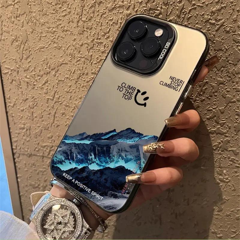 Snow Mountain iPhone 15 Pro Hülle für 14/13/12/11Xs Max/Xr/X. Laser-Apple-Design. Trendiger und stylischer Schutz für Ihr Mobiltelefon. iPhone 13 graue