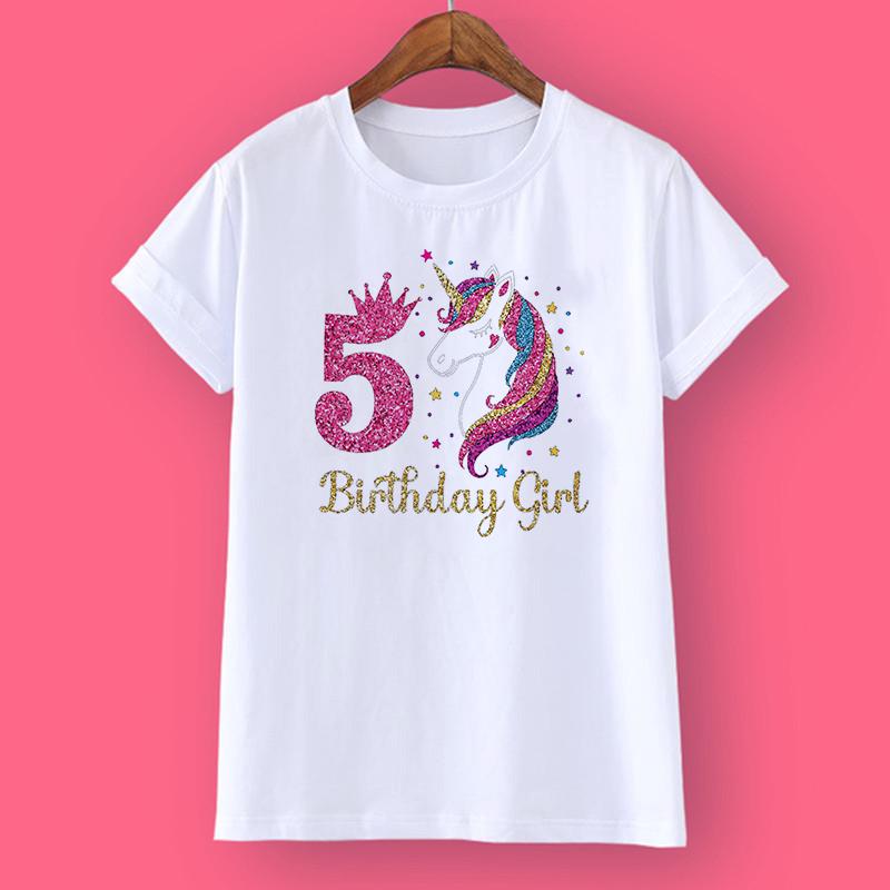Einhorn-Geburtstags-Shirt, 1–12 Geburtstags-T-Shirt, wildes T-Shirt, Mädchen-Party-T-Shirt, Einhorn-Themen-Kleidung, Kinder-Geschenke, modische Tops, T-Shirt 140cm