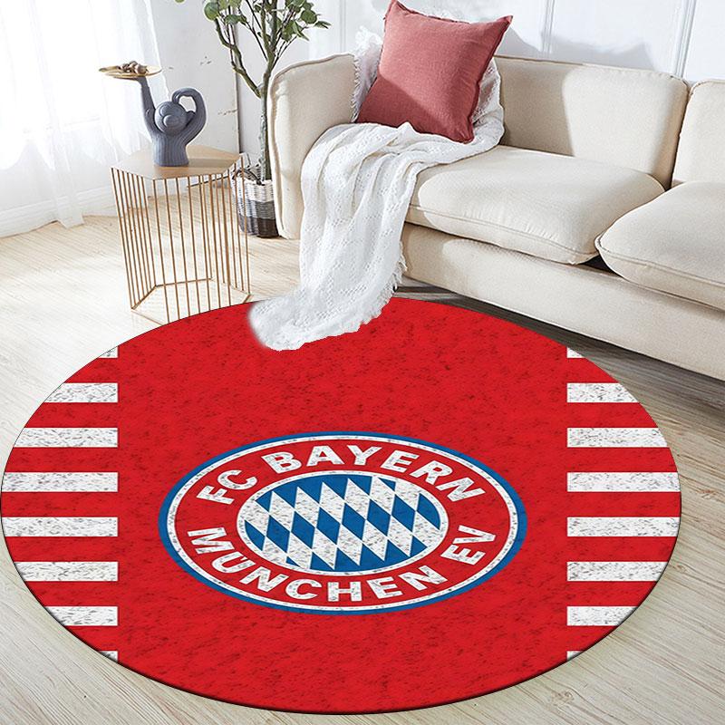 Runder Teppich im Bayern München Muster, Teppich für Wohnzimmer, Schlafzimmer, Spielzimmer, Rutschfeste Bodenmatte, Weihnachtsgeschenke und Geburtstagsgeschenke. 100cmx100cm gray