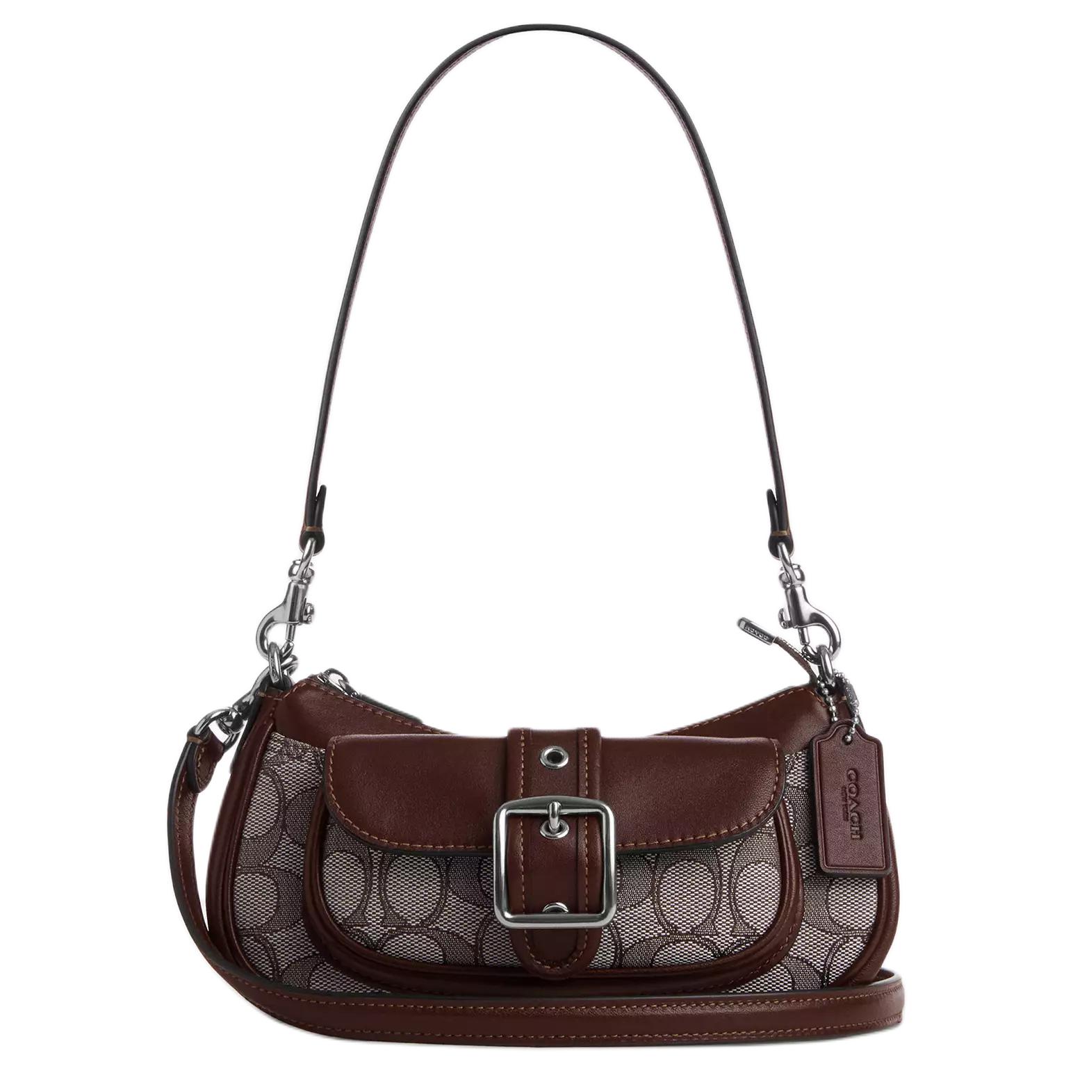 Coach Ashton 20 Silberne Schnalle Jacquard-Logo Glattes Lammleder Umhängetasche Kleine Damen-Umhängetasche CDB18-SVS8S Gift Box Set (Basic Set+Yellow Box)