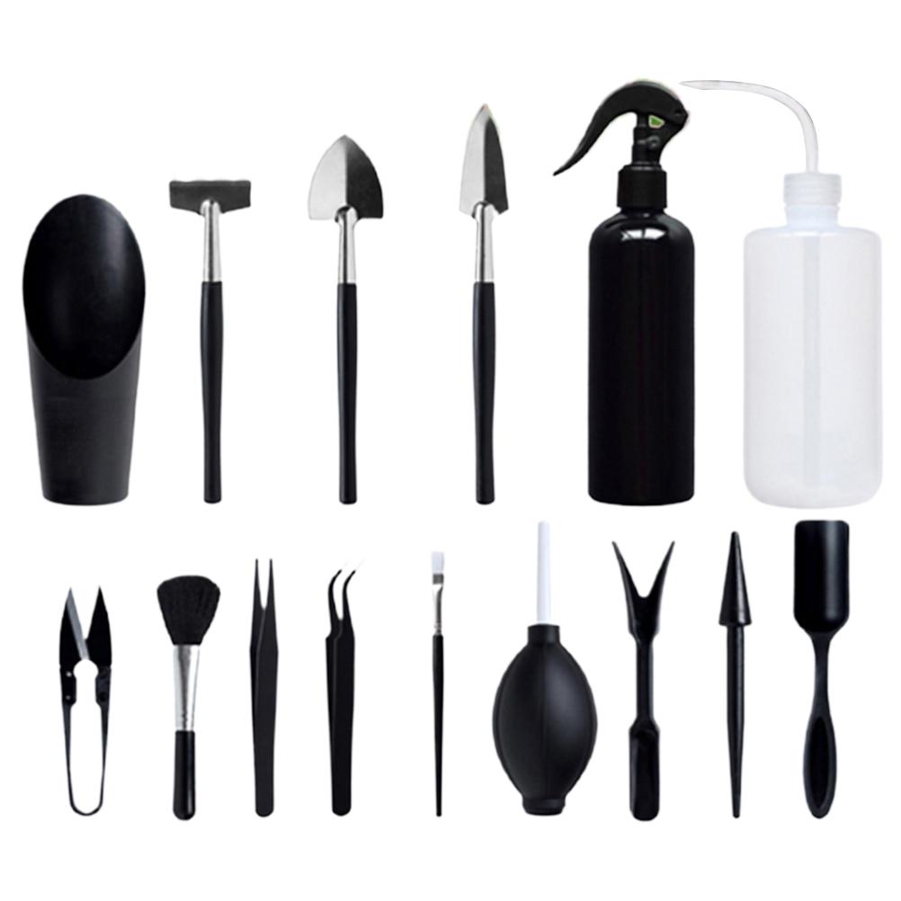 15 STÜCKE Hochleistungs-Gartengeräte Mini Gartenhandwerkzeug-Set Gartengeräte-Set Gartengeschenke schwarz
