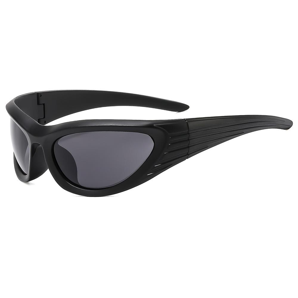 Nicht polarisierte Y2K Punk Wrap Around Ovale Sonnenbrille Damen Herren Luxusmarke Trendige Goggle Brille für Dame Sport Radfahren Sonnenbrille