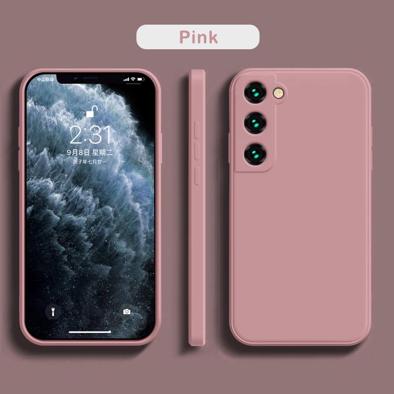 Luxuriöse quadratische Hülle aus flüssigem Silikon für Samsung Galaxy S25 S24 S23 FE S22 Ultra S21 S20 S10 Plus A52 A53 A54 A33 A72 A32 4G 5G Soft Cover For Samsung S21 Plus rosa
