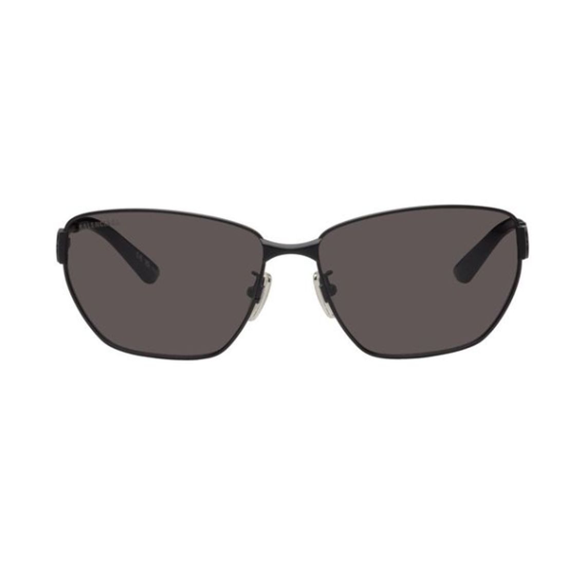 Balenciaga Spiegel Logo Unregelmäßige Form Sonnenbrille Herren Sonnenbrille Schwarz BB0337SK001 Basic Packaging-Eyeglass Case,F,Black gray