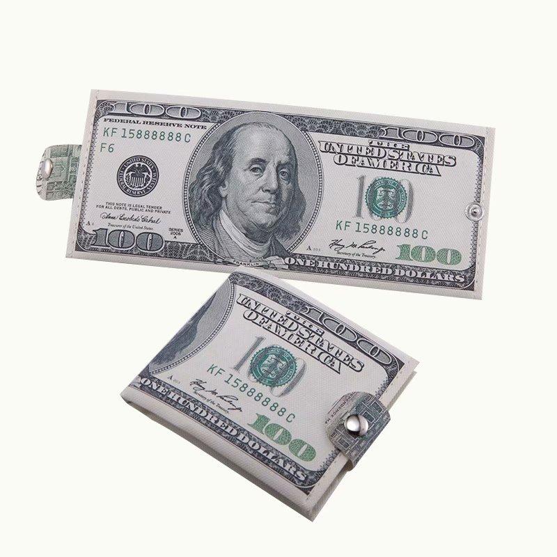 Russische Rubel-US-Dollar-Schein-Geldbörse, braunes Leder-Geldbörse, Bifold-Kreditkarten-Fotohalter graue