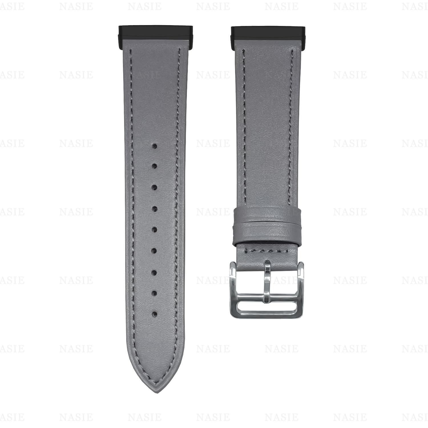 Lederarmband für Fitbit Versa 4 Band Fitbit Versa 3 2 Lite Herrenuhr Armband für Fitbit Sense / Sense 2 Ersatzschlaufe For Fitbit Versa 4 grau