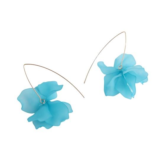 1 Paar Blütenblatt Anhänger Tropfen Ohrringe Lange Stil Baumeln Ohrringe Frauen Piercing Haken Ohrringe Schmuck Geschenk himmelblaue