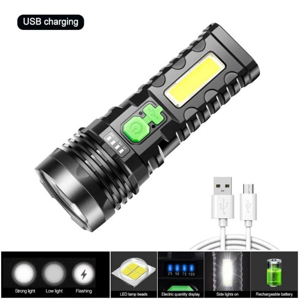 6000LM LED Taschenlampe USB-Aufladung Multifunktionale Taschenlampe Wasserdichte Taschenlampe Eingebaute Batterie Handlampe Campinglicht USB Charging-6000LM