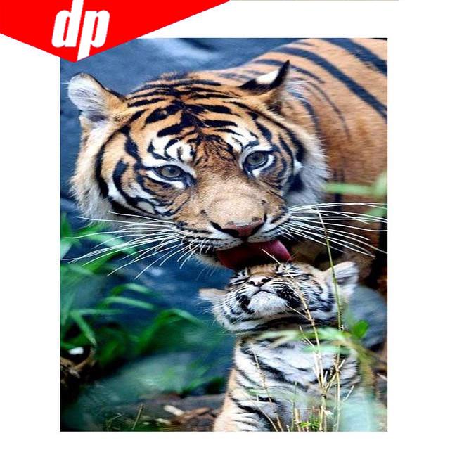 5D DIY Diamantmalerei Tigerfamilie Diamantstickerei 3D Kreuzstich Handarbeit 20X30