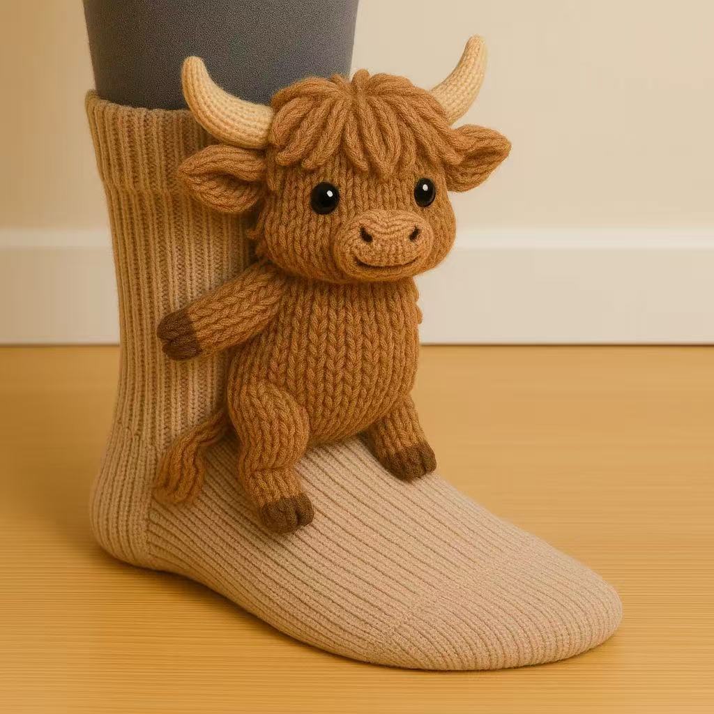 3D Stricktier Socken Plüsch Häkeltier Socken Niedliche Tier Socken