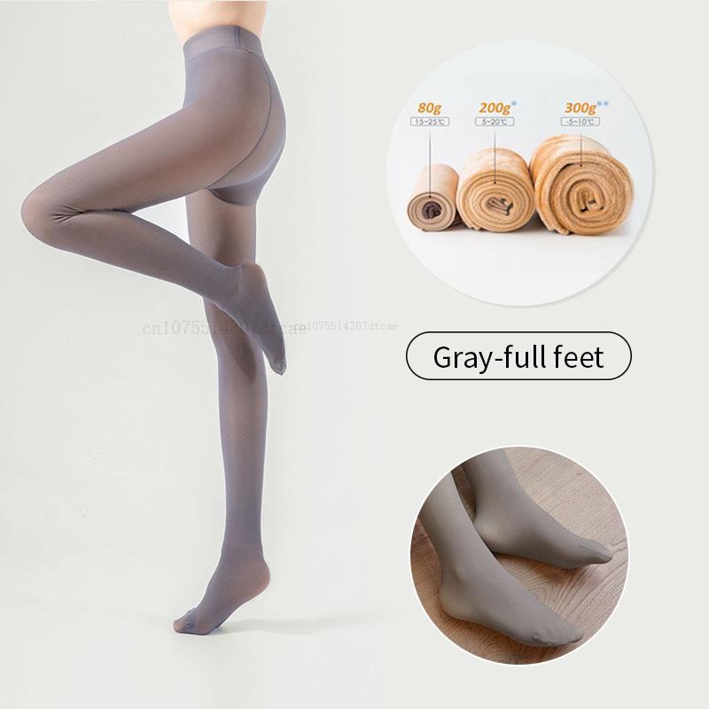 Neue Winter Warme Strumpfhosen Strumpfhosen Frauen Fleece Socken Hohe Taille Thermische Strumpf Isolierte Hosen Gefälschte Durchscheinende Leggings Strumpfhosen 85g-full feet