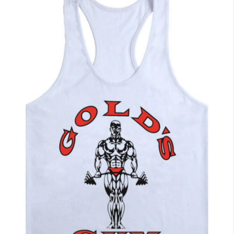 Ärmelloses Tanktop für Herren von Europe Golds, Weste für Bodybuilding und Fitness L weiß