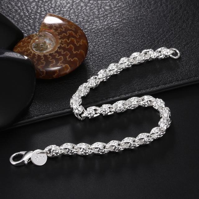 925 Sterling Silber Quadratisches Massives Kettenarmband für Damen Herren Charm Party Geschenk Hochzeit Modeschmuck beige