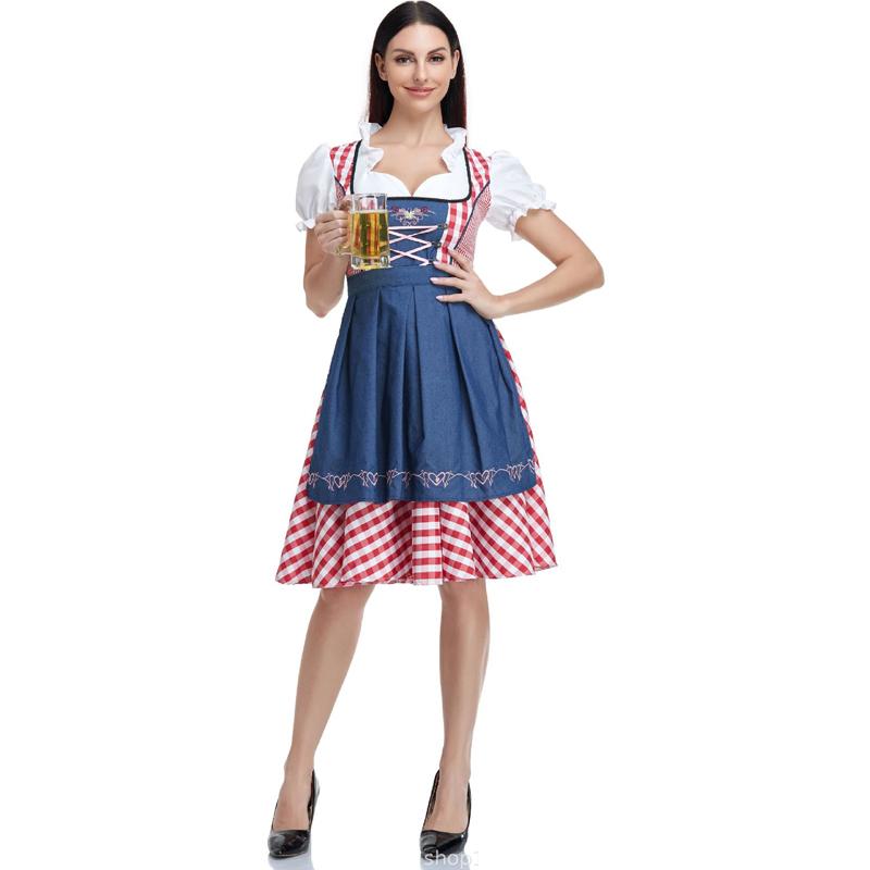 Deutsches bayerisches Dirndl-Kleid, Oktoberfest-Kostüm, Biermädchen-Kostüm S rot