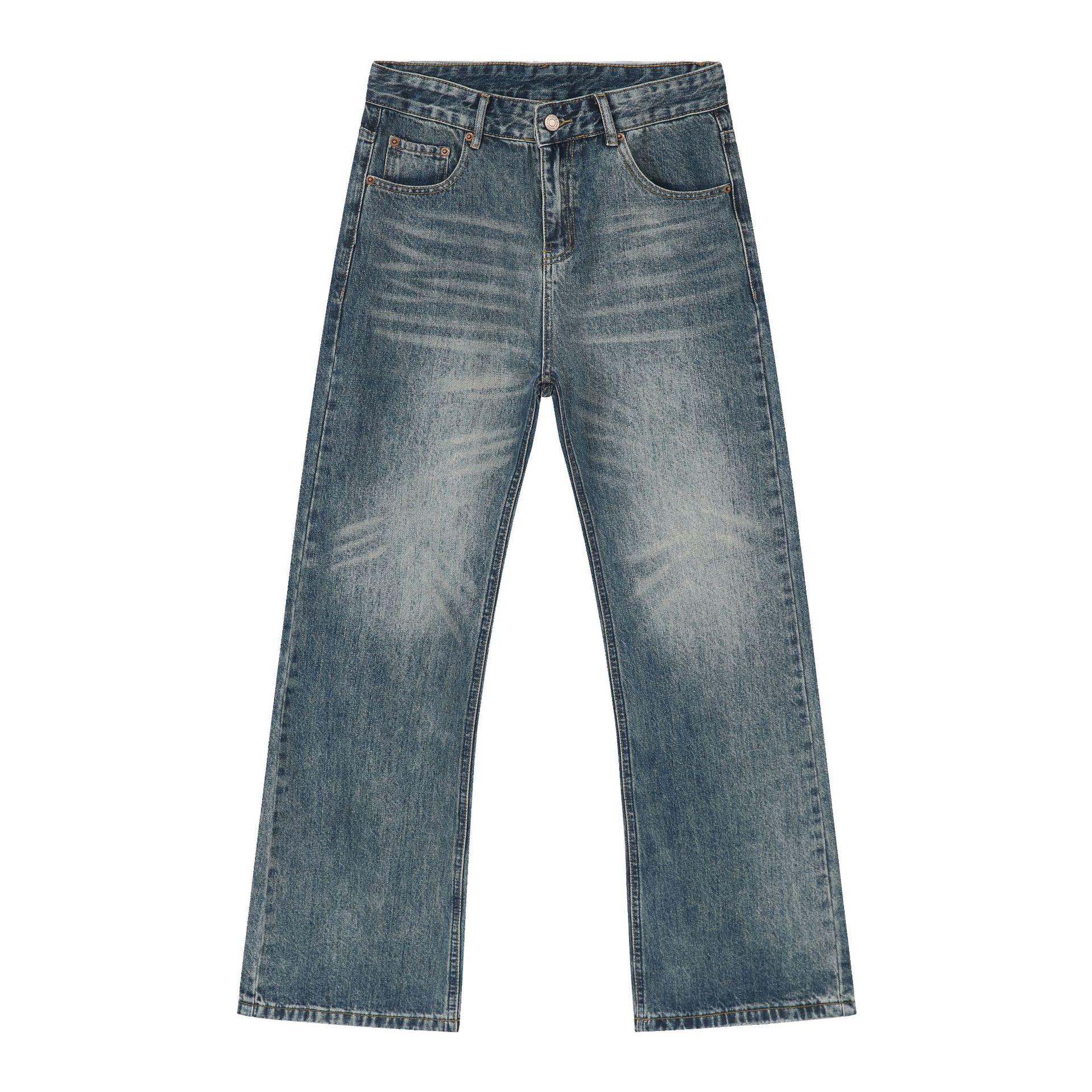 Lange Hosen Vintage Micro-weite Straight Jeans Herren Locker und vielseitig Gewaschene Hosen Straight Loose Jeans für Herren Modisch und bequem L blau
