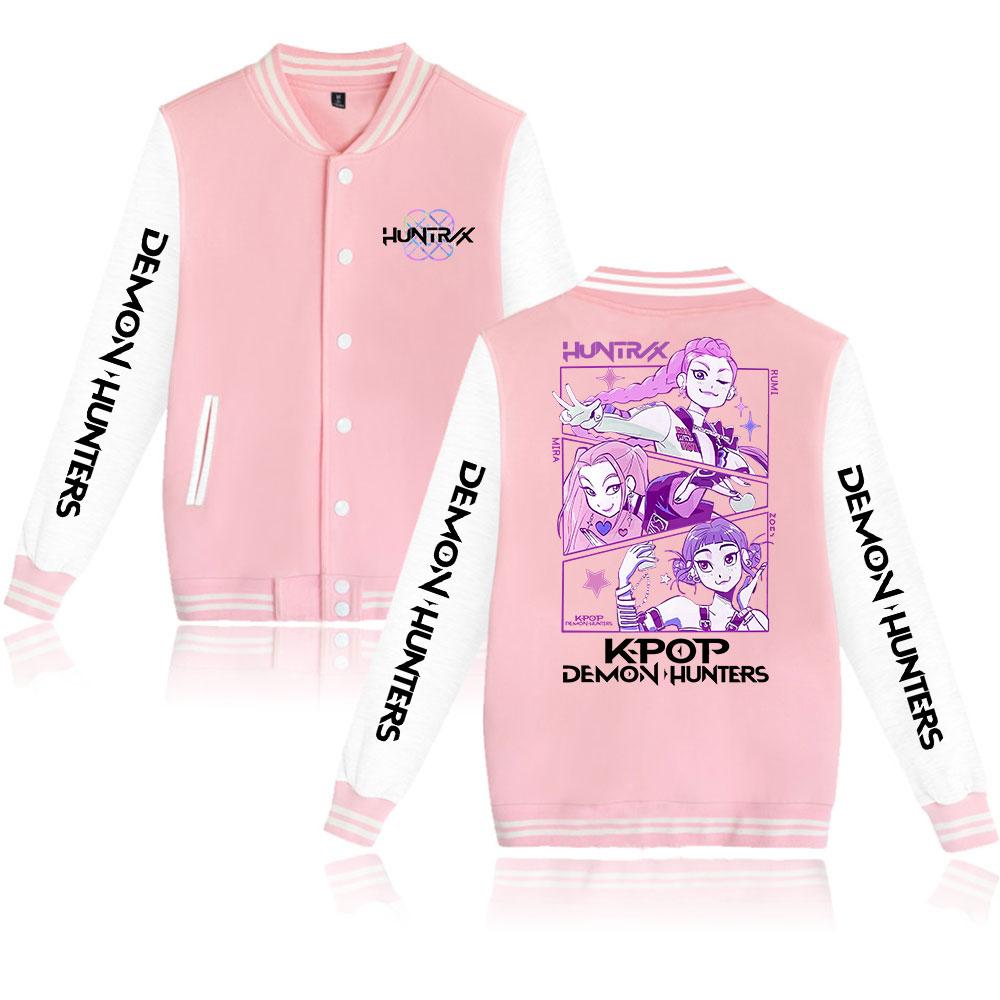 Neue Mode Damen Herren Jacken Bomberjacke KPop Dämonenjäger Baseballjacke Übergroß Hip Hop Oberbekleidung für College Paare Kleidung XXXL white