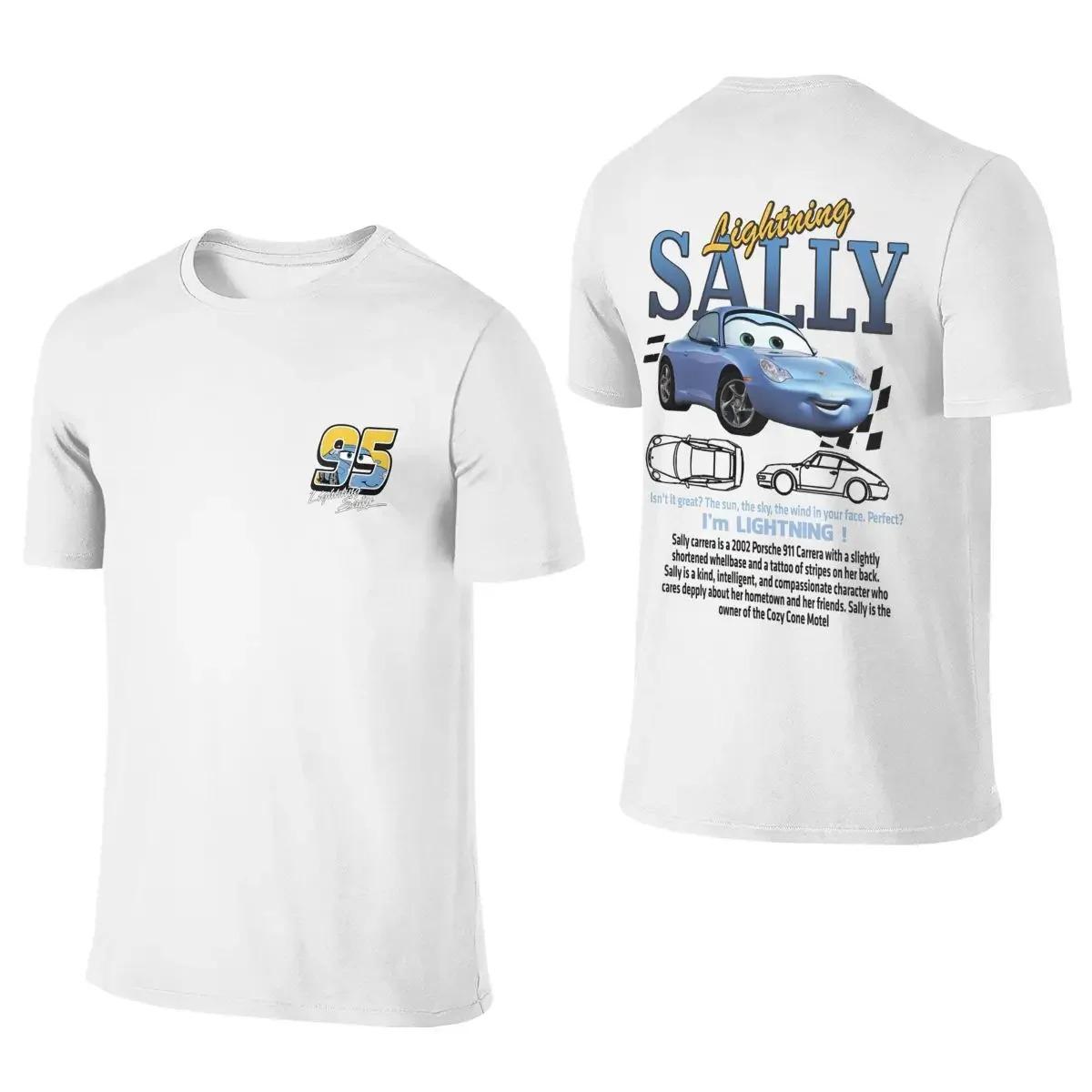 Sommer Lightning McQueen und Sally T-Shirt für Paare Mcqueen Sally T-Shirts Beidseitiger Druck T-Shirt für Damen Herren Baumwolle Oversized Kurzarm XXL grau