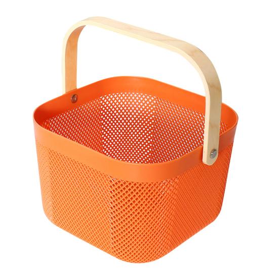 Aufbewahrungs-Organizer, Obstkorb mit Holzgriff, stark belastbar, große Kapazität, multifunktionaler Einkaufskorb orange