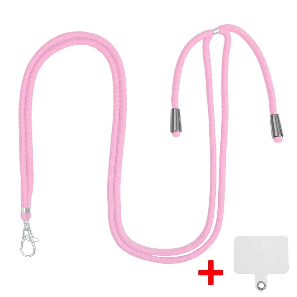 1 x verstellbares Umhängeband für Mobiltelefone, mit transparenter Lasche für die meisten Handyhüllen mit vollständiger Abdeckung. rosa