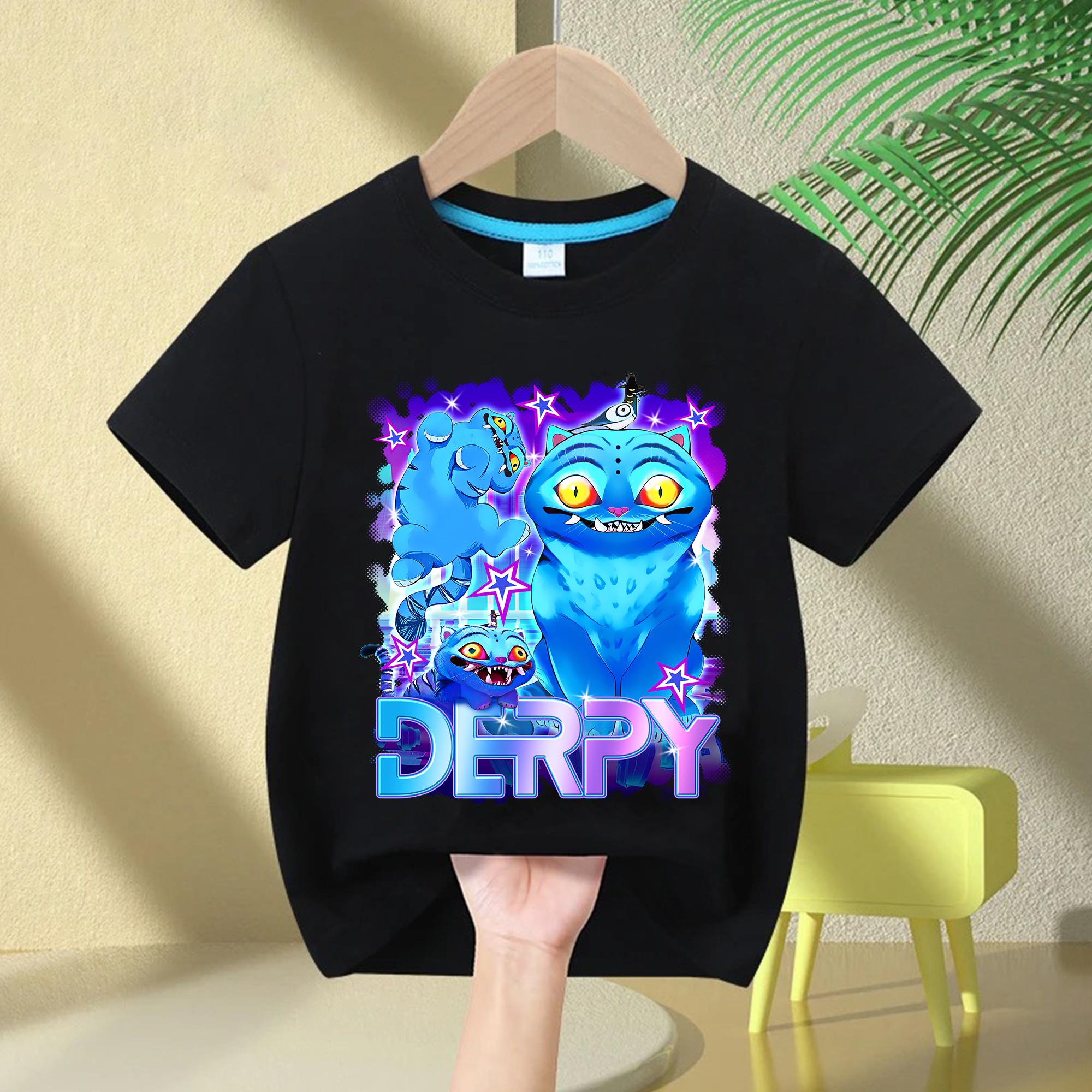 KPop Derpy Tiger Kinder T-Shirt Druck Mode Lässige Oberteile Rundhals Cartoon Mädchen Jungen T-Shirt Lässige Baby Mädchen Kleidung 160