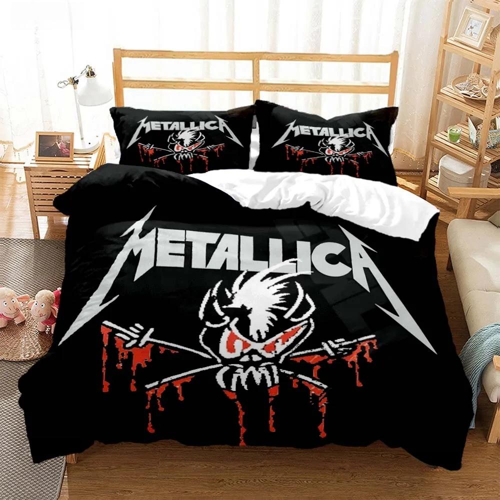Bettwäscheset für Metal-Musikband M-Metallica, Einzelbett, Doppelbett, Queensize-Bett, Kingsize-Bett, Bettbezug-Set für Erwachsene und Kinder, Heimtextilien AU Single 140x210cm