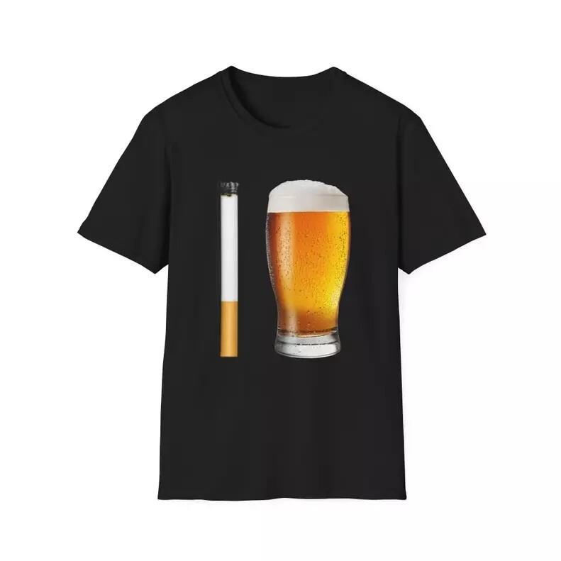 Lustiges Meme T-Shirt, Zigaretten- und Bier-Frühstückskombination Unisex Schwarzes Shirt Unisex T-Shirt XXL