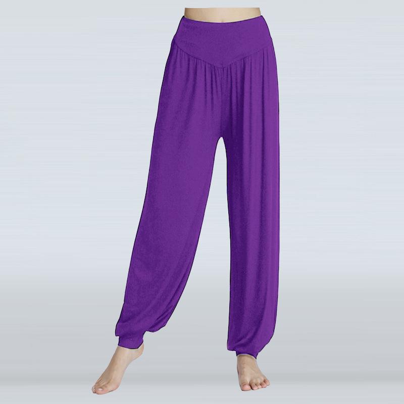 Damen Elastische Lose Beiläufige Baumwolle Weiche Yoga Sport Tanz Hosen Elegante Hosen Frau Frauen Hosen Hohe Taille Kleidung Weibliche XXXL violett