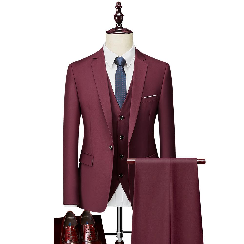Dreiteiliger Business-Freizeitanzug für Herren, Hochzeitsanzug, Herrenbekleidung, stilvolle Anzüge und Blazer XXXXXL bordeaux