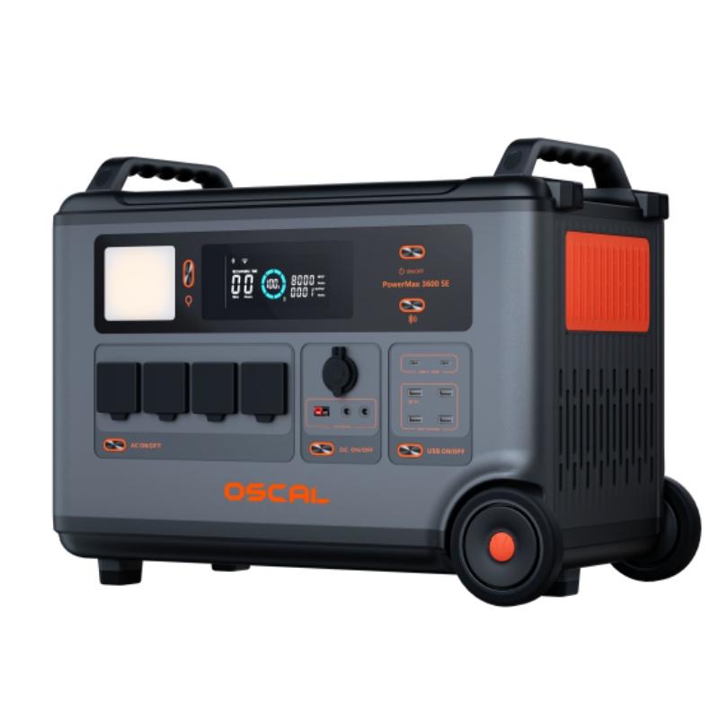 OSCAL PowerMax 3600SE Powerstation 3600Wh LiFePO4 7200W Spitze Smart Only energy storage schwarz