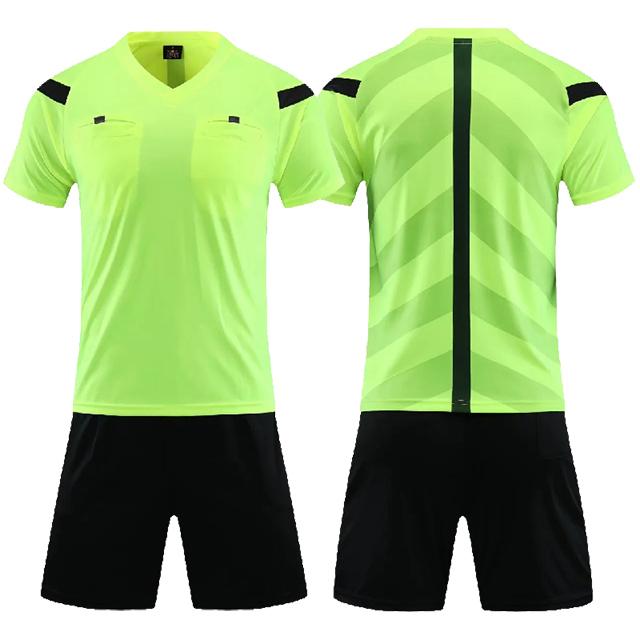 Professionelle Fußball-Schiedsrichteruniform Herren Turn-Down-Fußball-Schiedsrichterhemden Fußball-Schiedsrichterkleidung Kurzarmtrikot 5 Farben Aldult Size 3XL grün