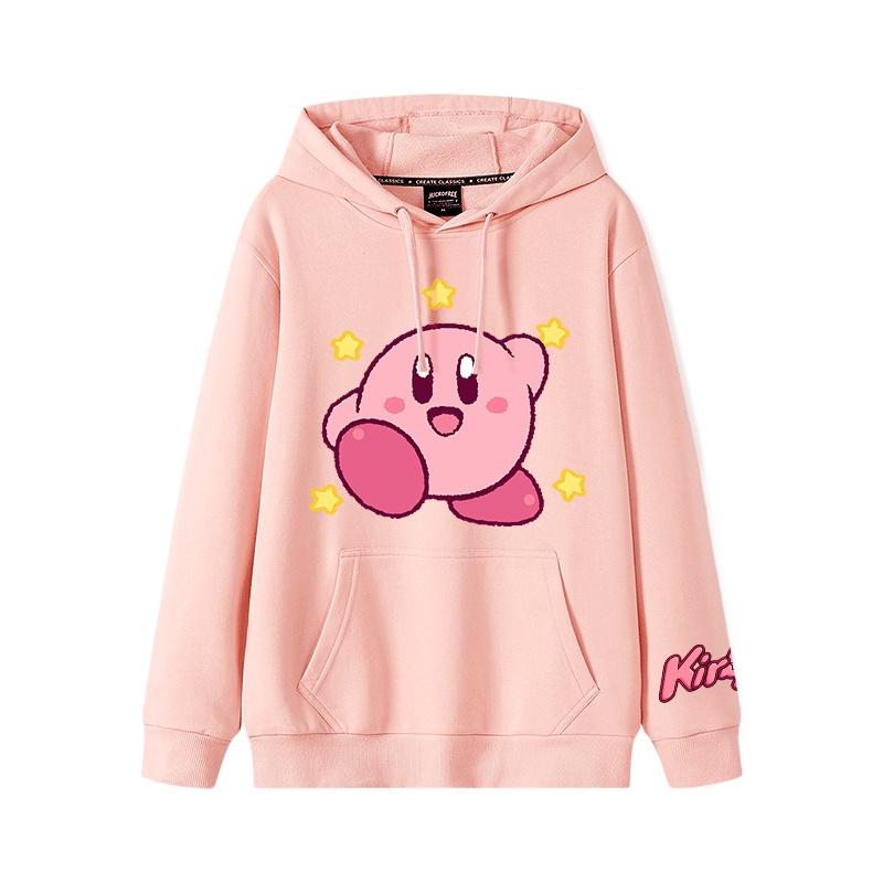 2025 Herbst und Winter Weich und niedlich Kirby Cartoon Anime Peripherie Jungen und Mädchen Hoodies neuer Stil Kinderbekleidung Hoodie 160